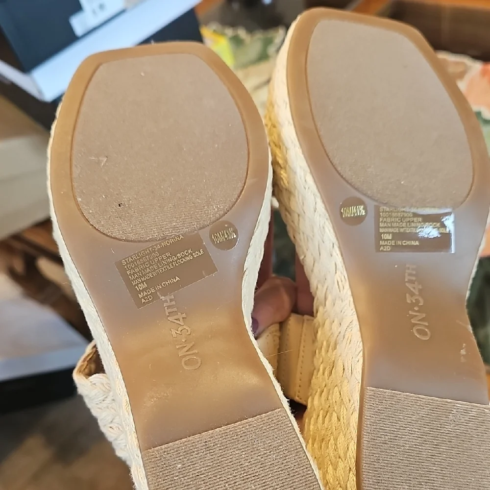ON Women's Braided Espadrille Wedge Sandals in Cream